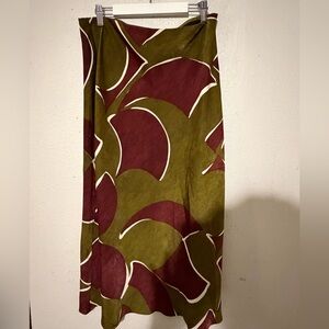 Mango Olive and Maroon Abstract Skirt